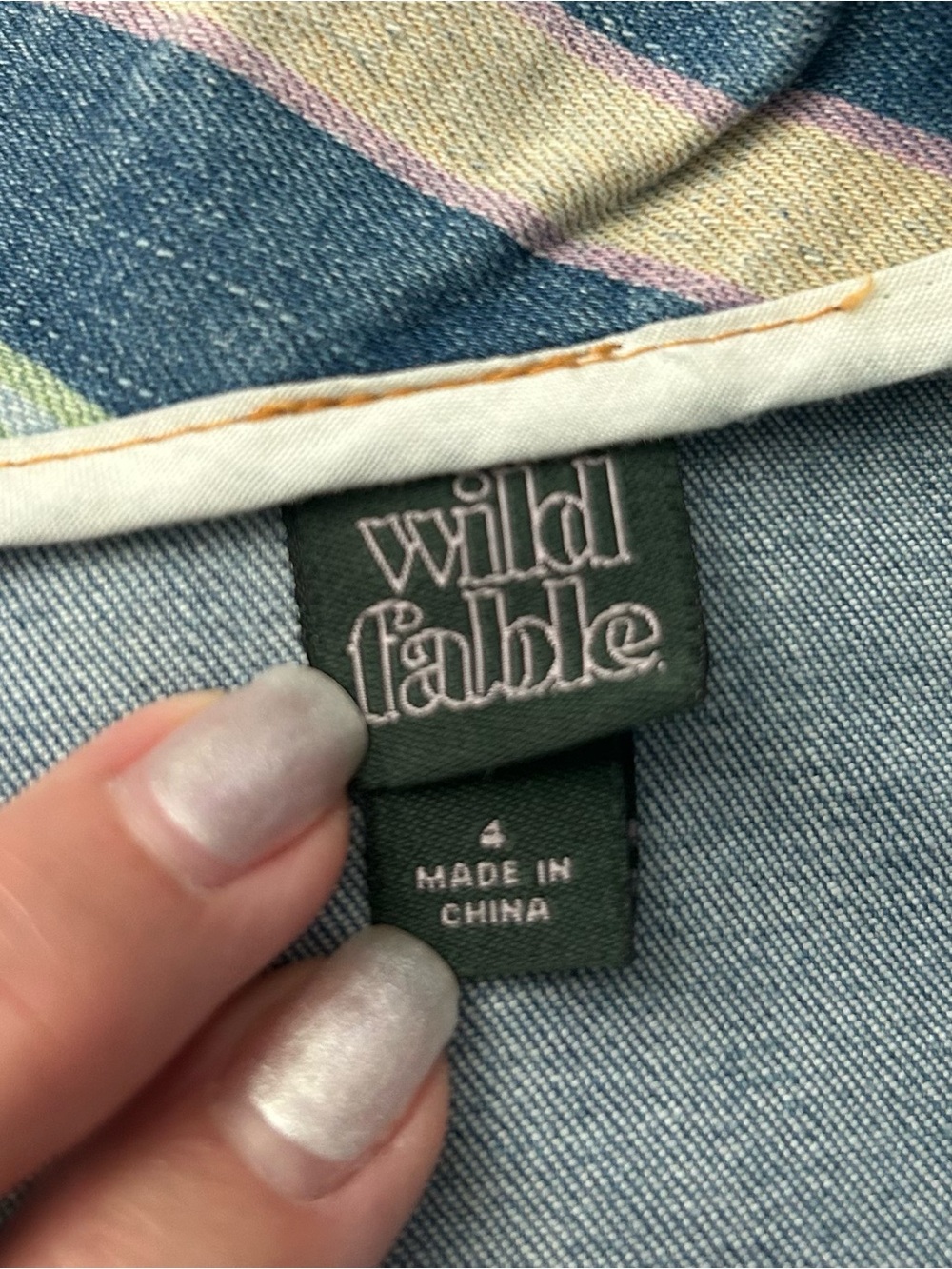 Wild Fable Blue and Cream Striped Denim Mini Skirt